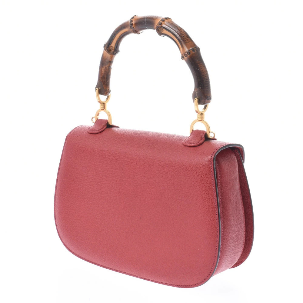 Gucci Pigskin 2way Bamboo Bag Handbag Red